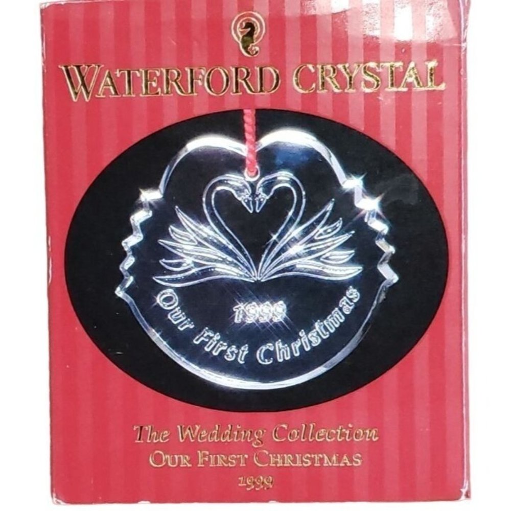 Waterford 1999 Wedding Memory Christmas Hanging Crystal Ornament NEW Bag Box Ins